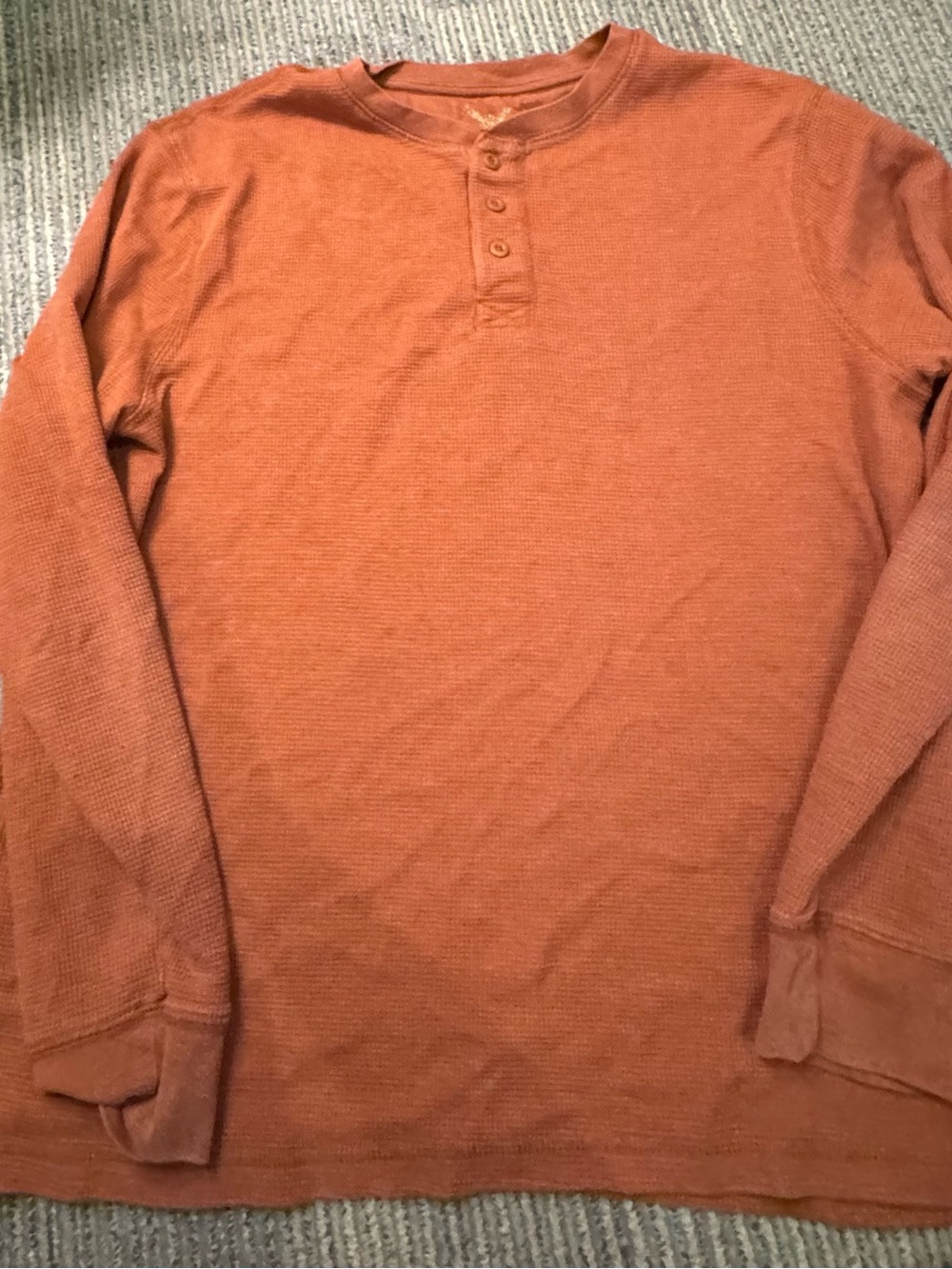 Men's Long-Sleeve Henley Thermal Shirt - Rust